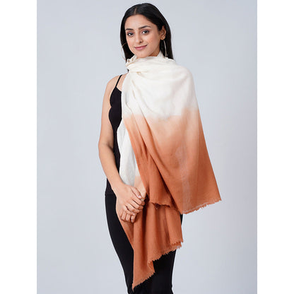 First Resort by Ramola Bachchan White And Caramel Colour Block Scarf