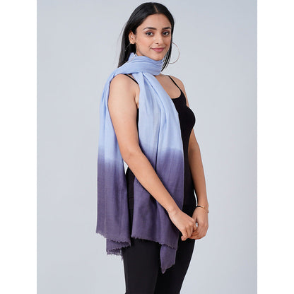 First Resort by Ramola Bachchan Sky Blue And Dark Blue Colour Block Scarf