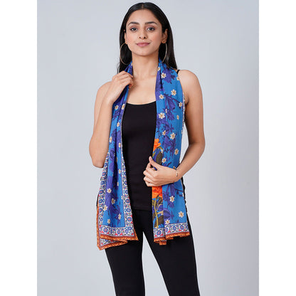 First Resort by Ramola Bachchan Blue Floral Stole