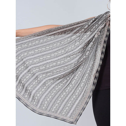 First Resort by Ramola Bachchan Charcoal Grey Python Print Stole