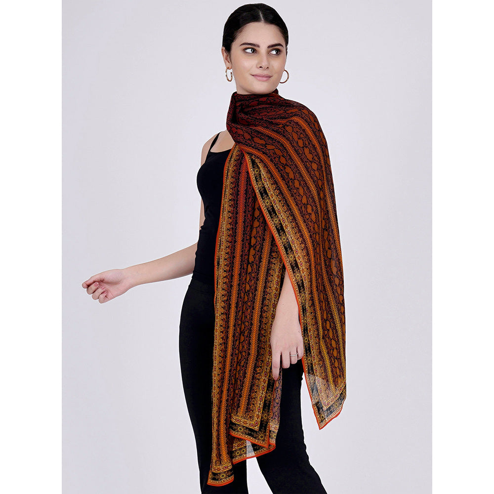 First Resort by Ramola Bachchan Orange Python Print Stole