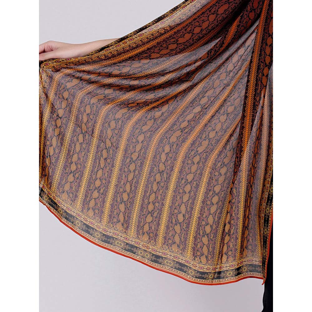 First Resort by Ramola Bachchan Orange Python Print Stole