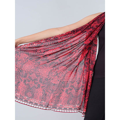 First Resort by Ramola Bachchan Red Python Print Stole