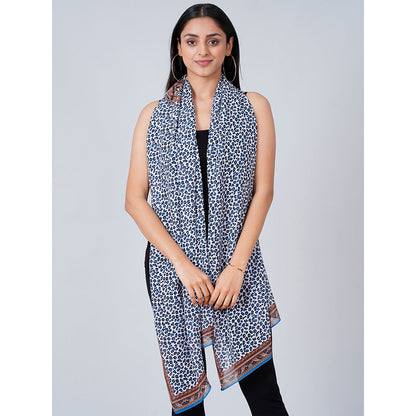 First Resort by Ramola Bachchan Blue Leopard Print Stole