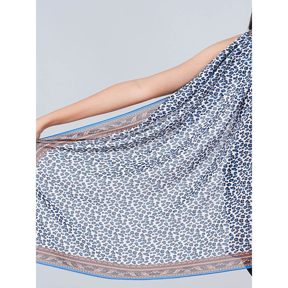 First Resort by Ramola Bachchan Blue Leopard Print Stole