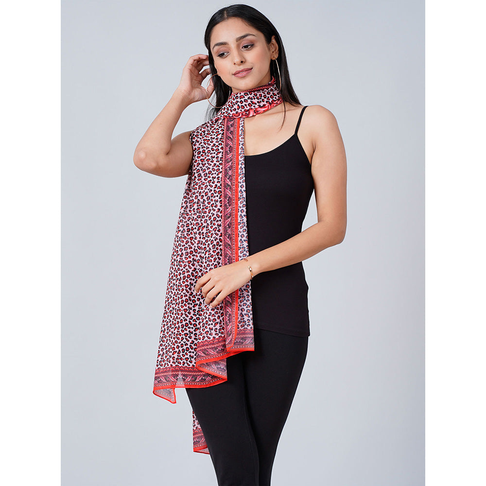 First Resort by Ramola Bachchan Red Leopard Print Stole