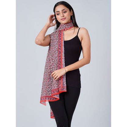 First Resort by Ramola Bachchan Red Leopard Print Stole
