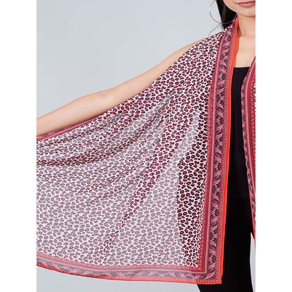 First Resort by Ramola Bachchan Red Leopard Print Stole