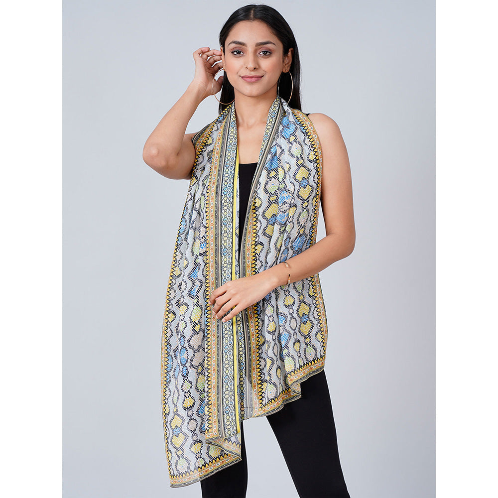 First Resort by Ramola Bachchan Yellow Geometric Stole