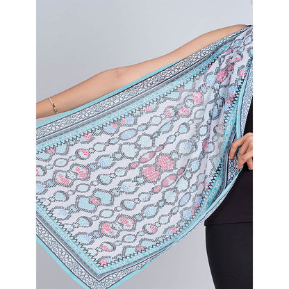 First Resort by Ramola Bachchan Blue Geometric Stole