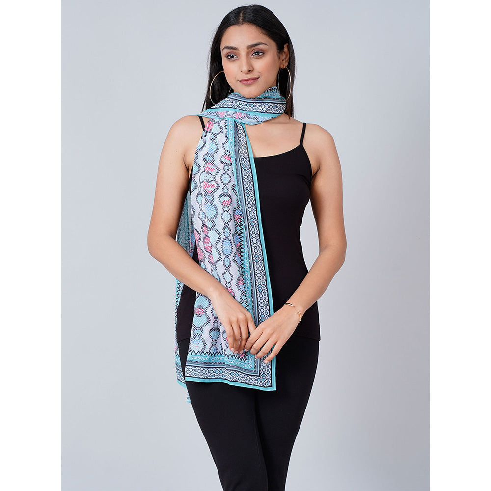 First Resort by Ramola Bachchan Blue Geometric Stole