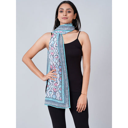 First Resort by Ramola Bachchan Blue Geometric Stole
