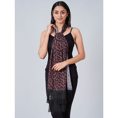 First Resort by Ramola Bachchan Brown Leopard Print Stole