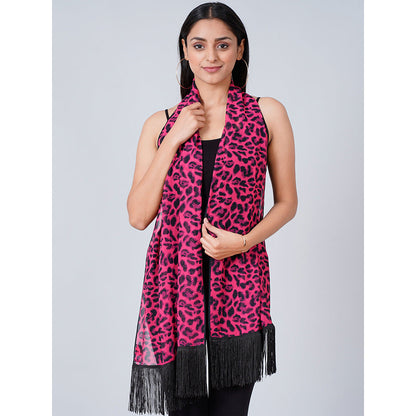 First Resort by Ramola Bachchan Pink Magenta Leopard Print Stole