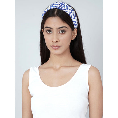 First Resort by Ramola Bachchan White And Navy Blue Zebra Print Headband