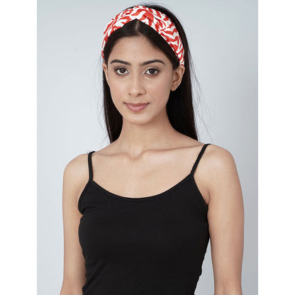First Resort by Ramola Bachchan White And Red Zebra Print Headband