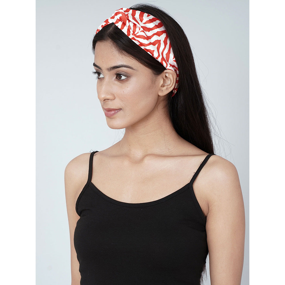 First Resort by Ramola Bachchan White And Red Zebra Print Headband