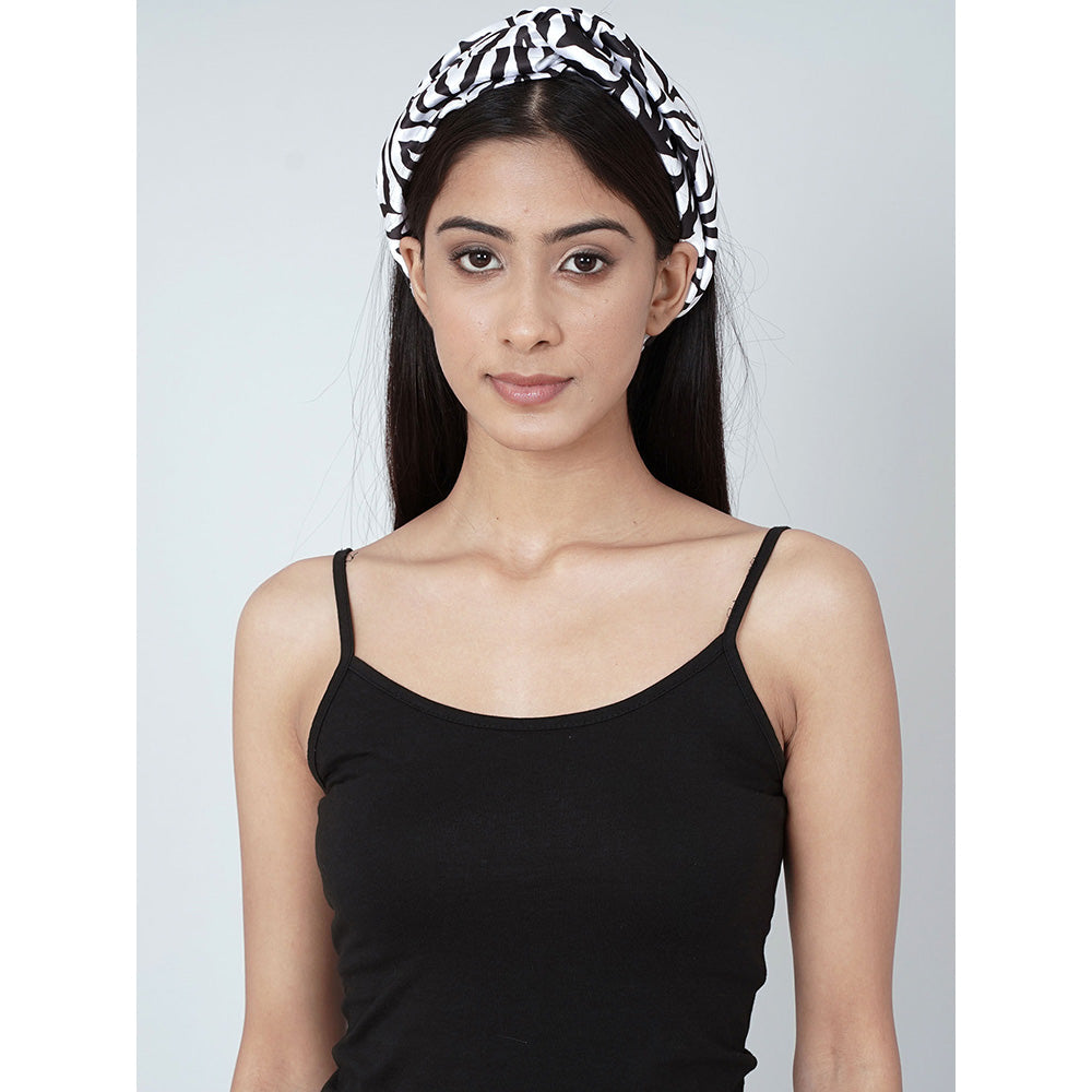 First Resort by Ramola Bachchan White And Grey Zebra Print Headband