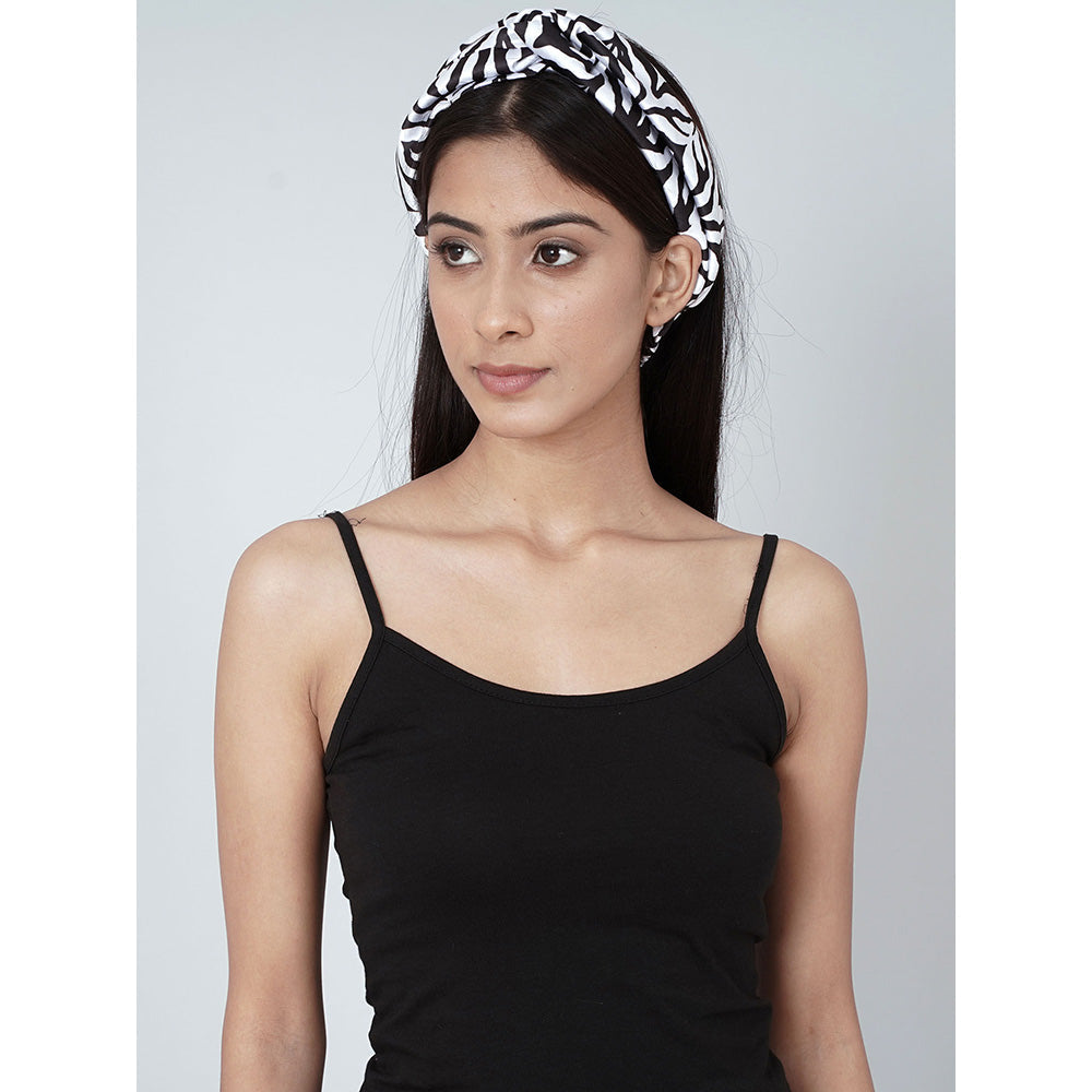 First Resort by Ramola Bachchan White And Grey Zebra Print Headband