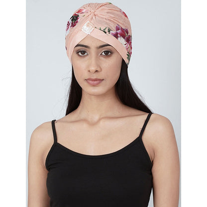 First Resort by Ramola Bachchan Pink Floral Print Turban