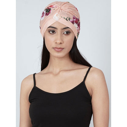 First Resort by Ramola Bachchan Pink Floral Print Turban