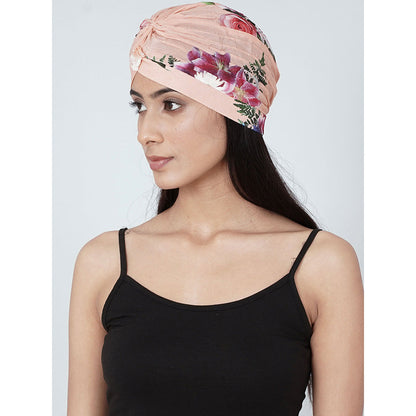 First Resort by Ramola Bachchan Pink Floral Print Turban