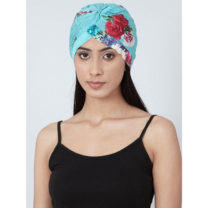 First Resort by Ramola Bachchan Blue Floral Print Turban