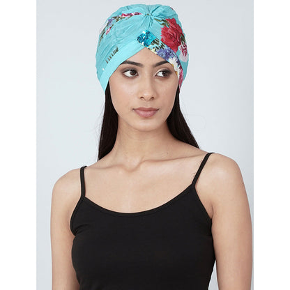 First Resort by Ramola Bachchan Blue Floral Print Turban