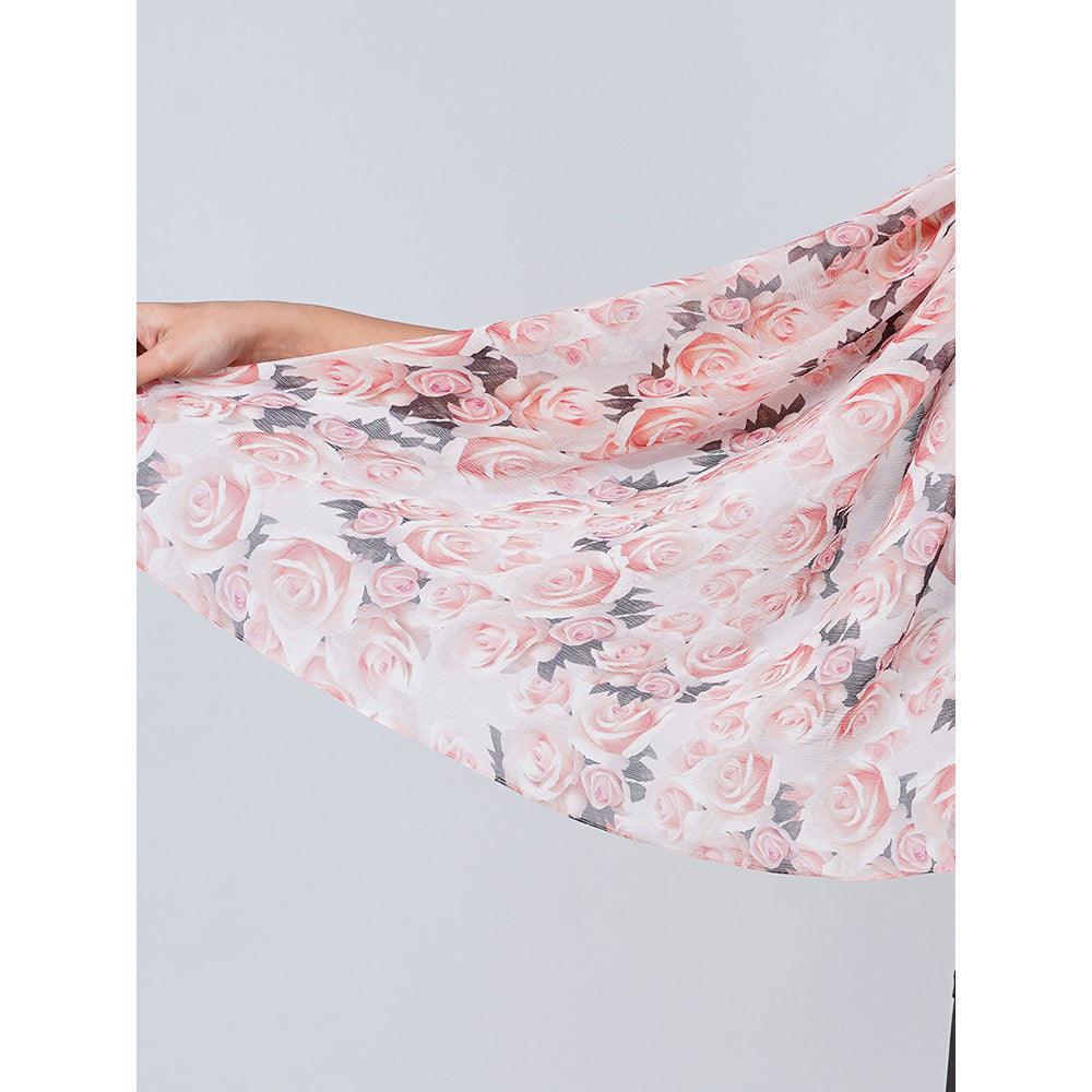 First Resort by Ramola Bachchan Pink Floral Scarf