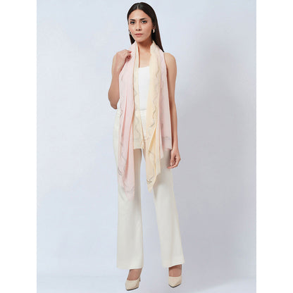 First Resort by Ramola Bachchan Peach and Cream Ombre Embellished Cashmere Stole