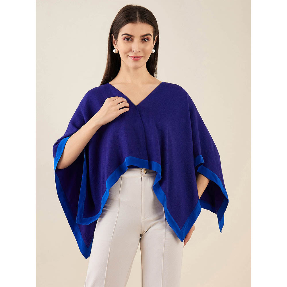 First Resort by Ramola Bachchan Navy Blue Short Cashmere Cape