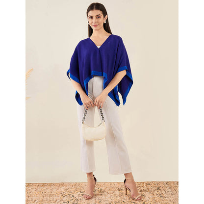 First Resort by Ramola Bachchan Navy Blue Short Cashmere Cape
