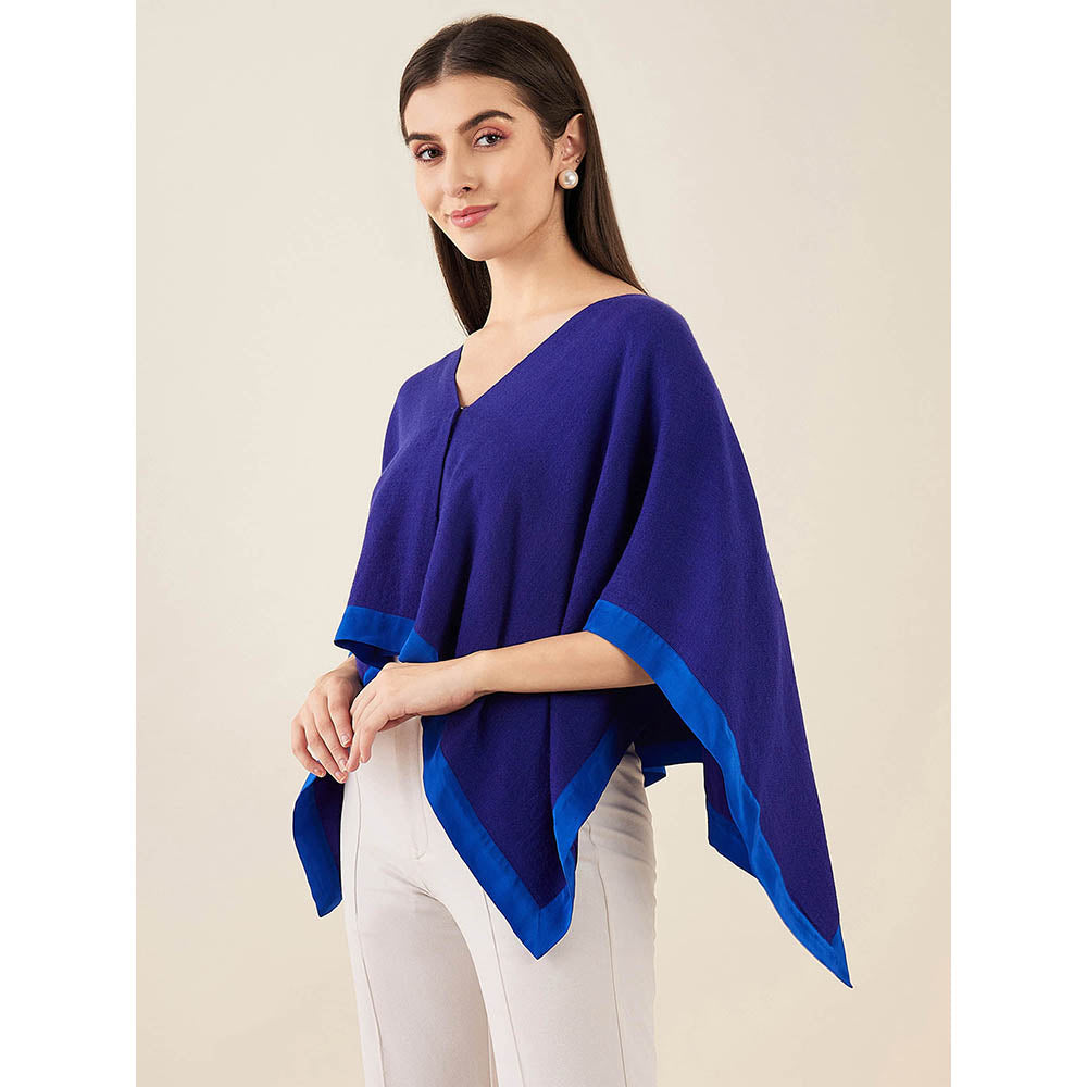 First Resort by Ramola Bachchan Navy Blue Short Cashmere Cape