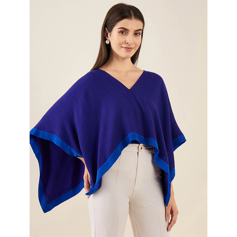 First Resort by Ramola Bachchan Navy Blue Short Cashmere Cape