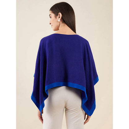First Resort by Ramola Bachchan Navy Blue Short Cashmere Cape