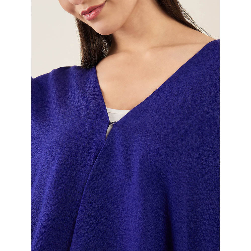 First Resort by Ramola Bachchan Navy Blue Short Cashmere Cape