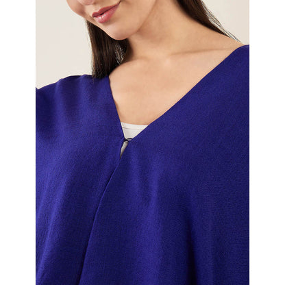 First Resort by Ramola Bachchan Navy Blue Short Cashmere Cape