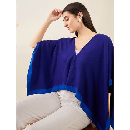 First Resort by Ramola Bachchan Navy Blue Short Cashmere Cape