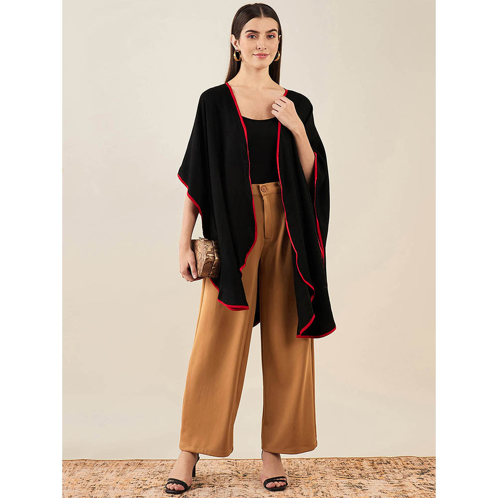 First Resort by Ramola Bachchan Black Cashmere Cape