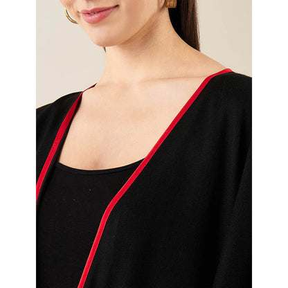 First Resort by Ramola Bachchan Black Cashmere Cape