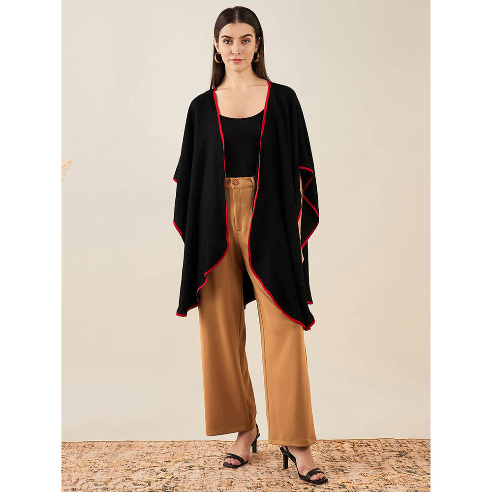 First Resort by Ramola Bachchan Black Cashmere Cape