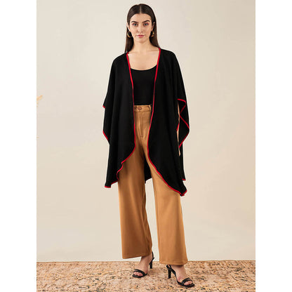 First Resort by Ramola Bachchan Black Cashmere Cape