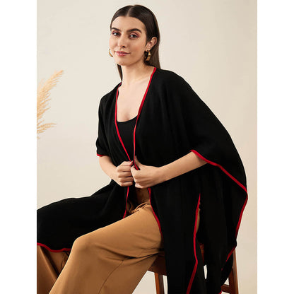 First Resort by Ramola Bachchan Black Cashmere Cape