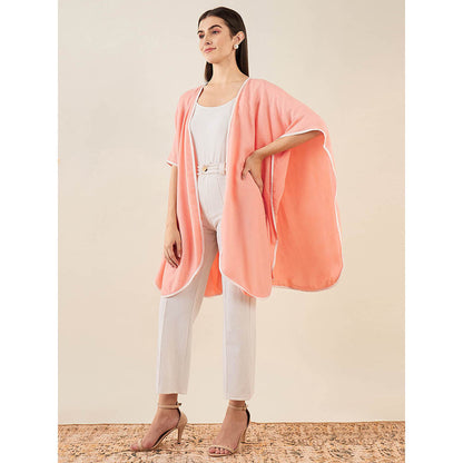 First Resort by Ramola Bachchan Peach Cashmere Cape