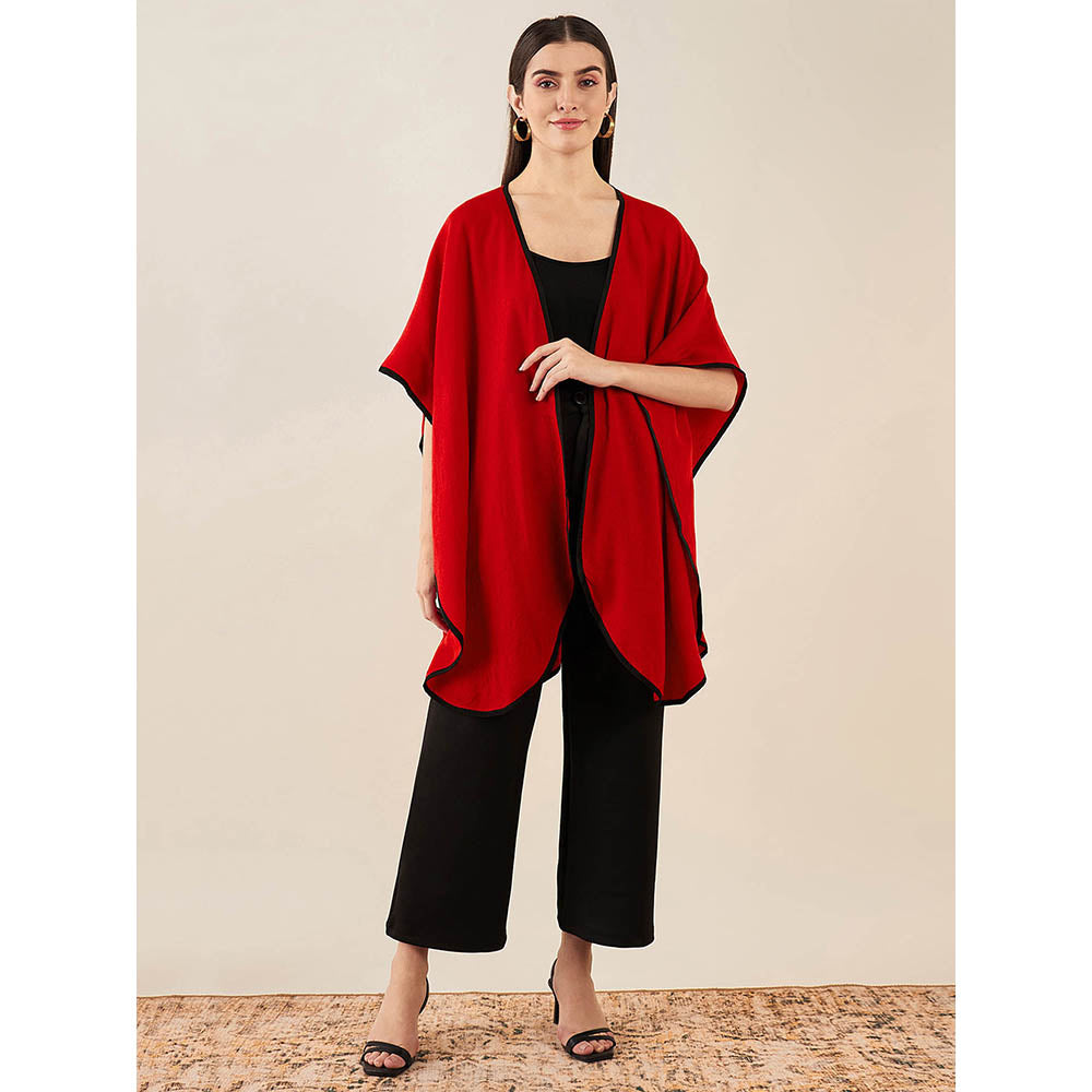First Resort by Ramola Bachchan Red Cashmere Cape