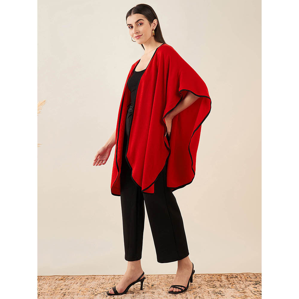 First Resort by Ramola Bachchan Red Cashmere Cape