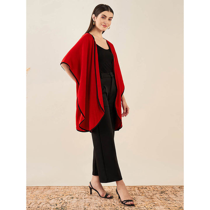 First Resort by Ramola Bachchan Red Cashmere Cape