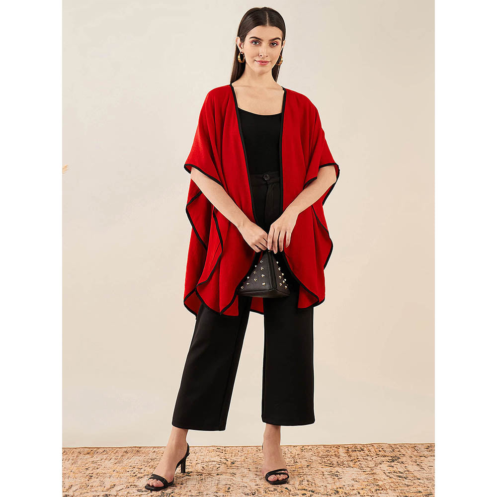 First Resort by Ramola Bachchan Red Cashmere Cape