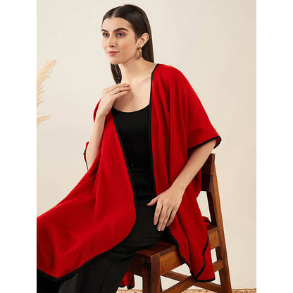 First Resort by Ramola Bachchan Red Cashmere Cape