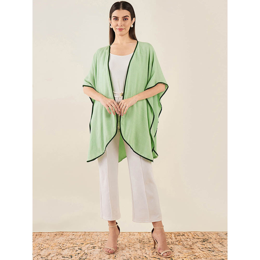 First Resort by Ramola Bachchan Tea Green Cashmere Cape